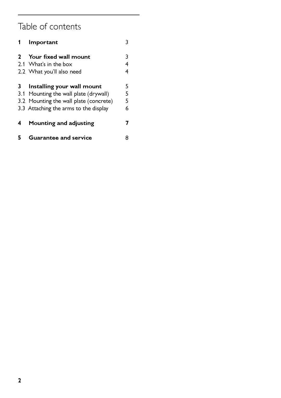 Philips SQM5222/27 manual Table of contents 