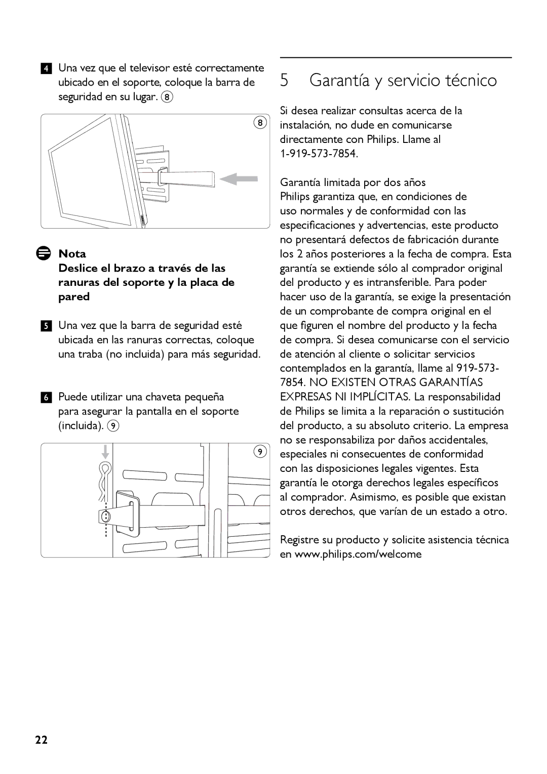 Philips SQM5222/27 manual Garantía y servicio técnico 