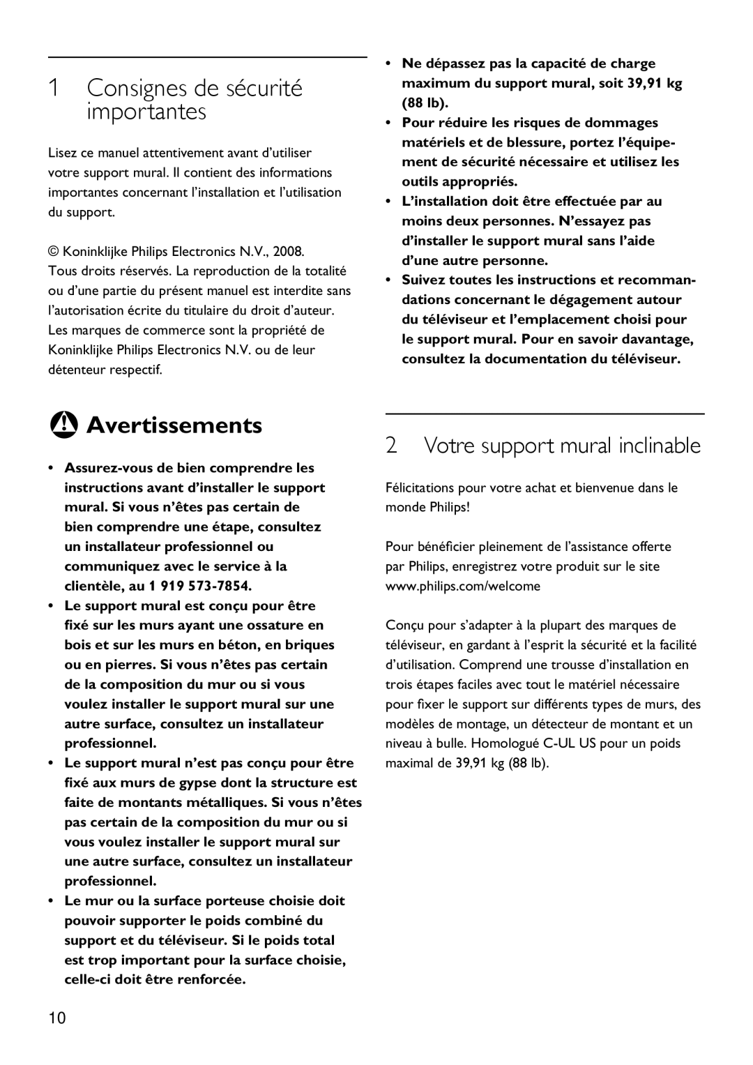 Philips SQM5312/27 manual Avertissements 