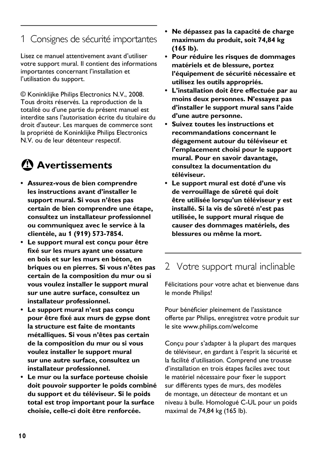 Philips SQM5322/27 manual Avertissements 