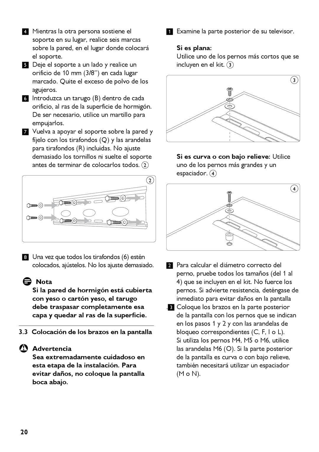 Philips SQM5322/27 manual Examine la parte posterior de su televisor, Si es plana 