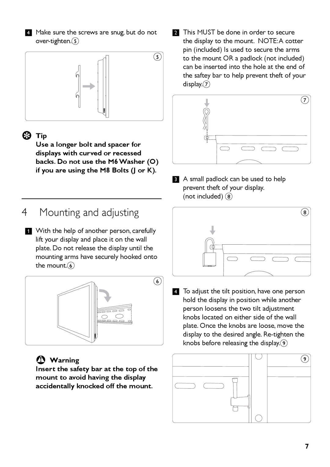 Philips SQM5322/27 manual Mounting and adjusting 