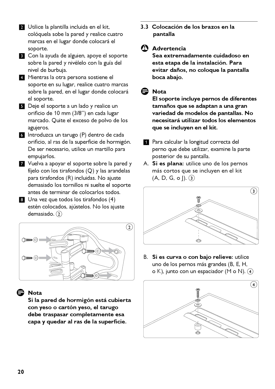 Philips SQM5562/27 manual De ser necesario, utilice un martillo para empujarlos, G, o J 