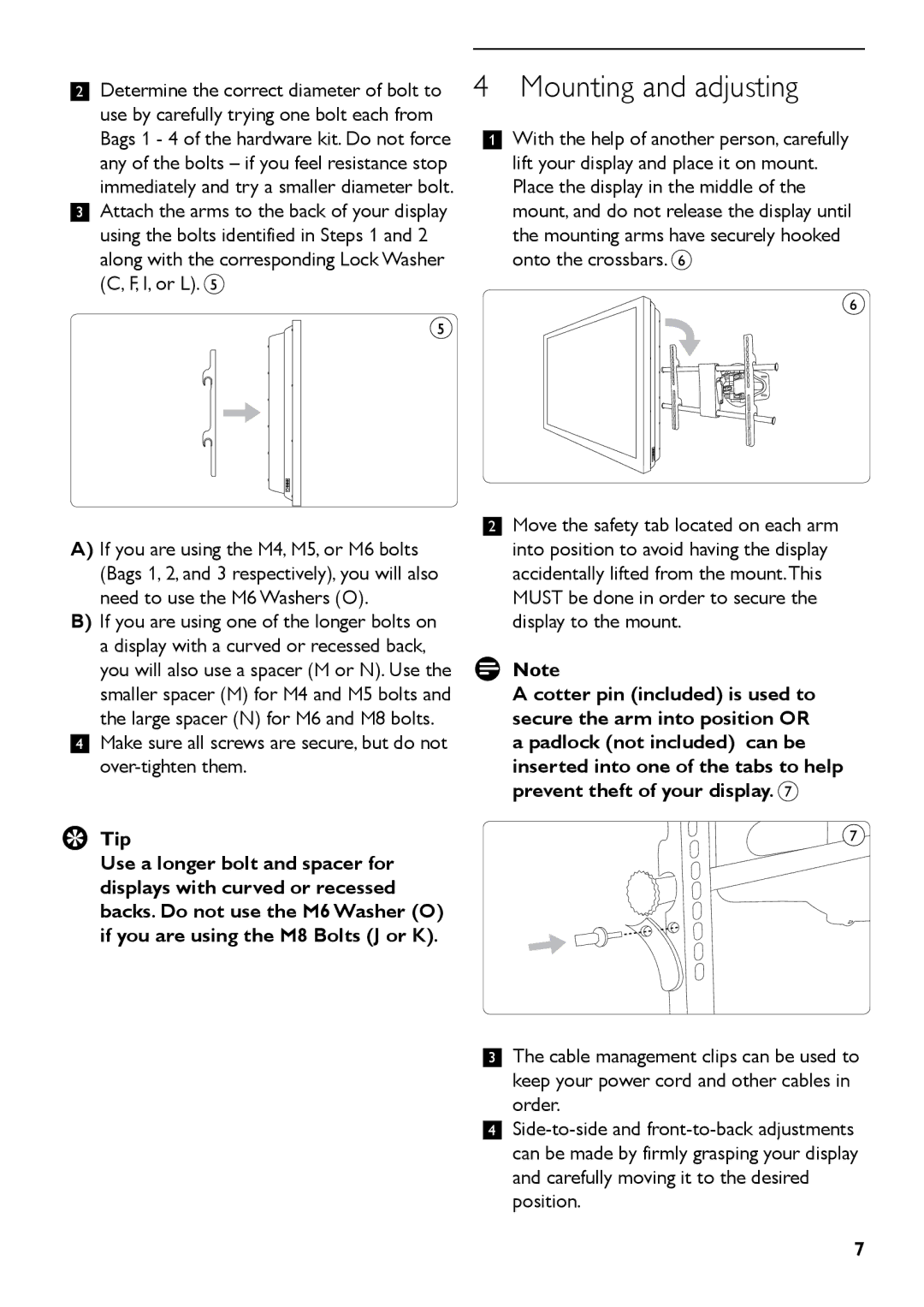 Philips SQM5562/27 manual Mounting and adjusting, I, or L 