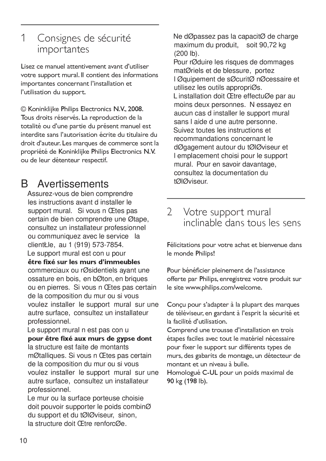 Philips SQM5572/27 manual Avertissements 