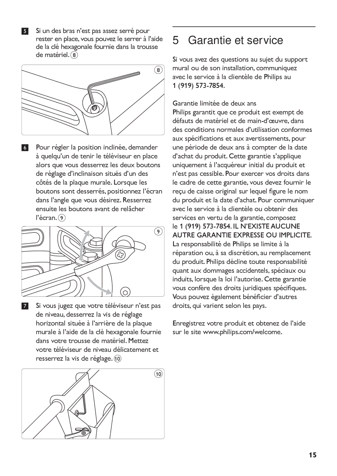 Philips SQM5572/27 manual Garantie et service, Garantie limitée de deux ans 