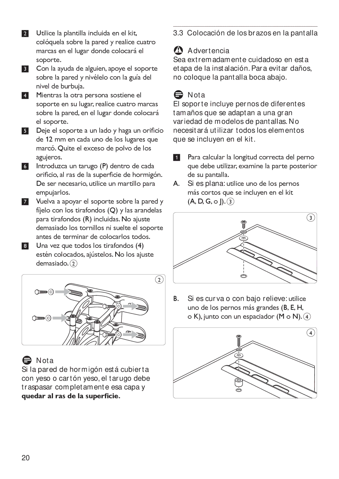 Philips SQM5572/27 manual De ser necesario, utilice un martillo para empujarlos 