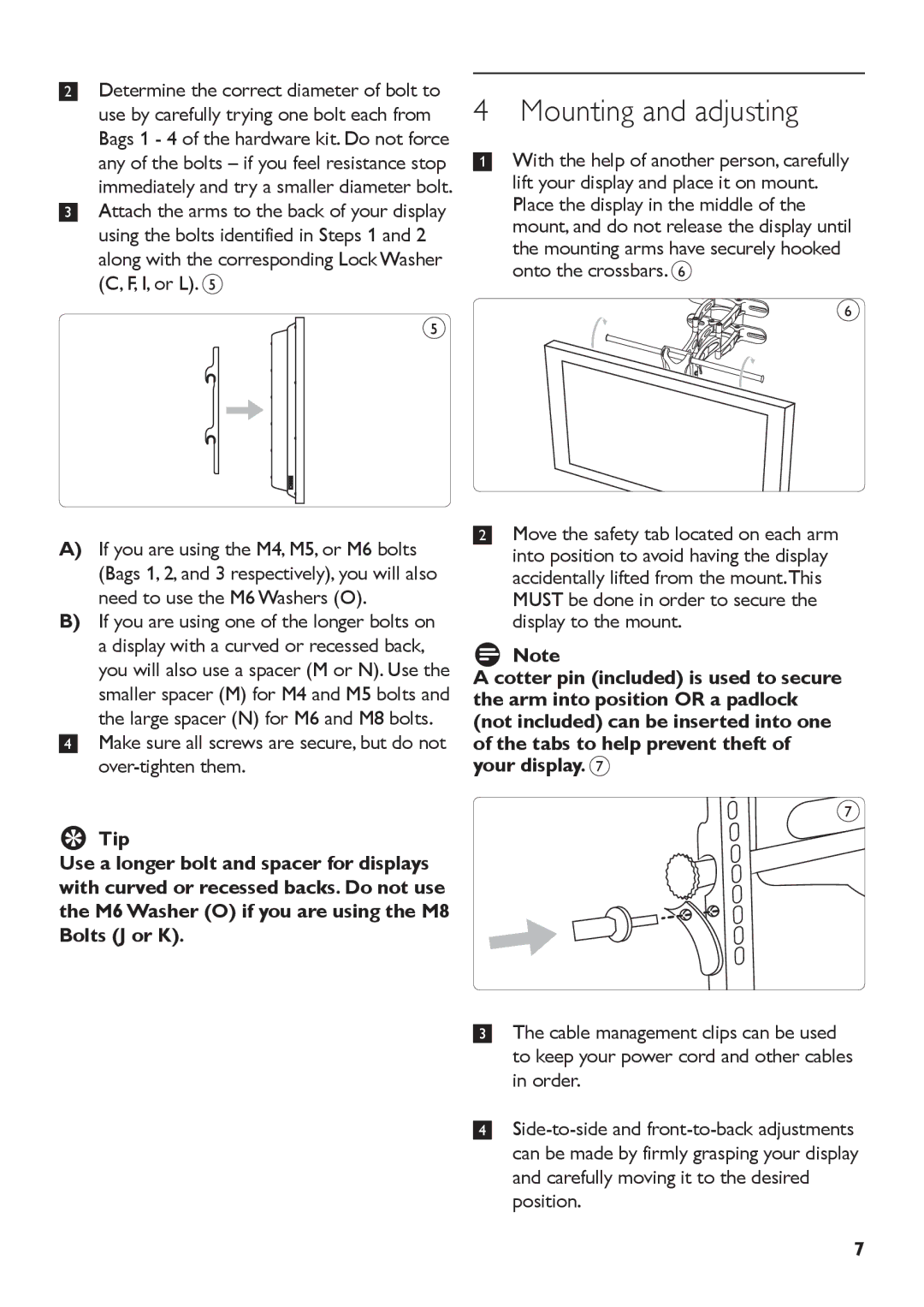 Philips SQM5572/27 manual Mounting and adjusting 