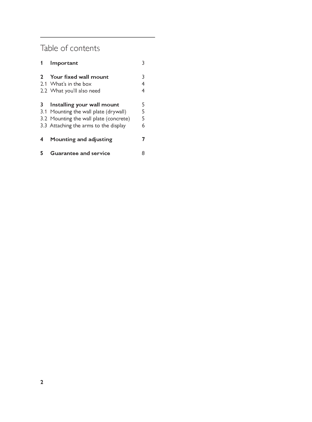 Philips SQM5822/27 manual Table of contents 