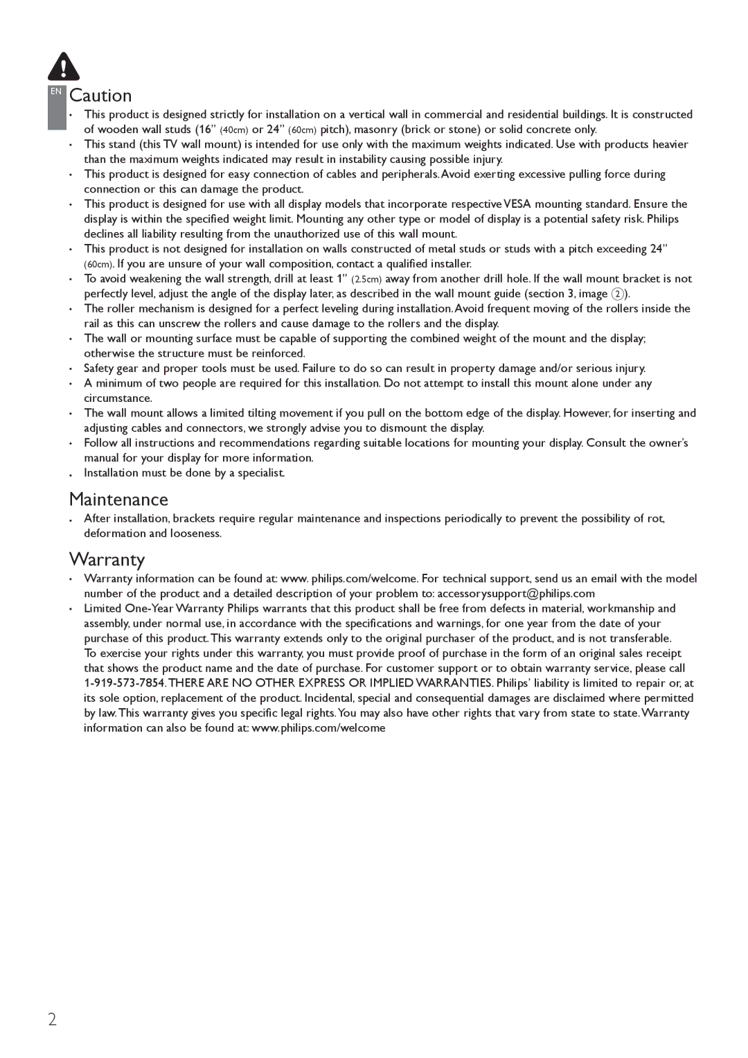 Philips SQM6325/27 user manual EN Caution 