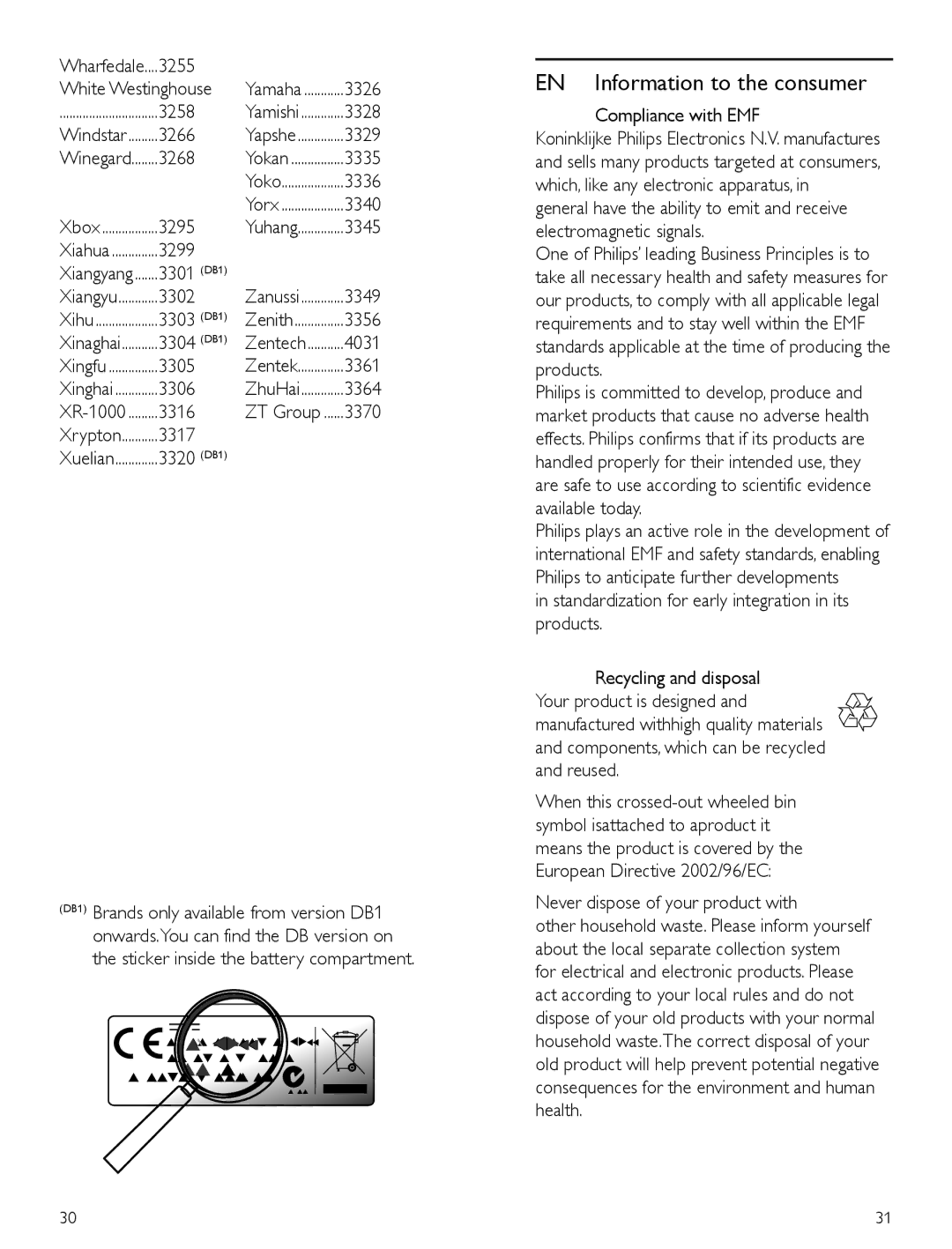 Philips SRC2063/27 manual EN Information to the consumer 