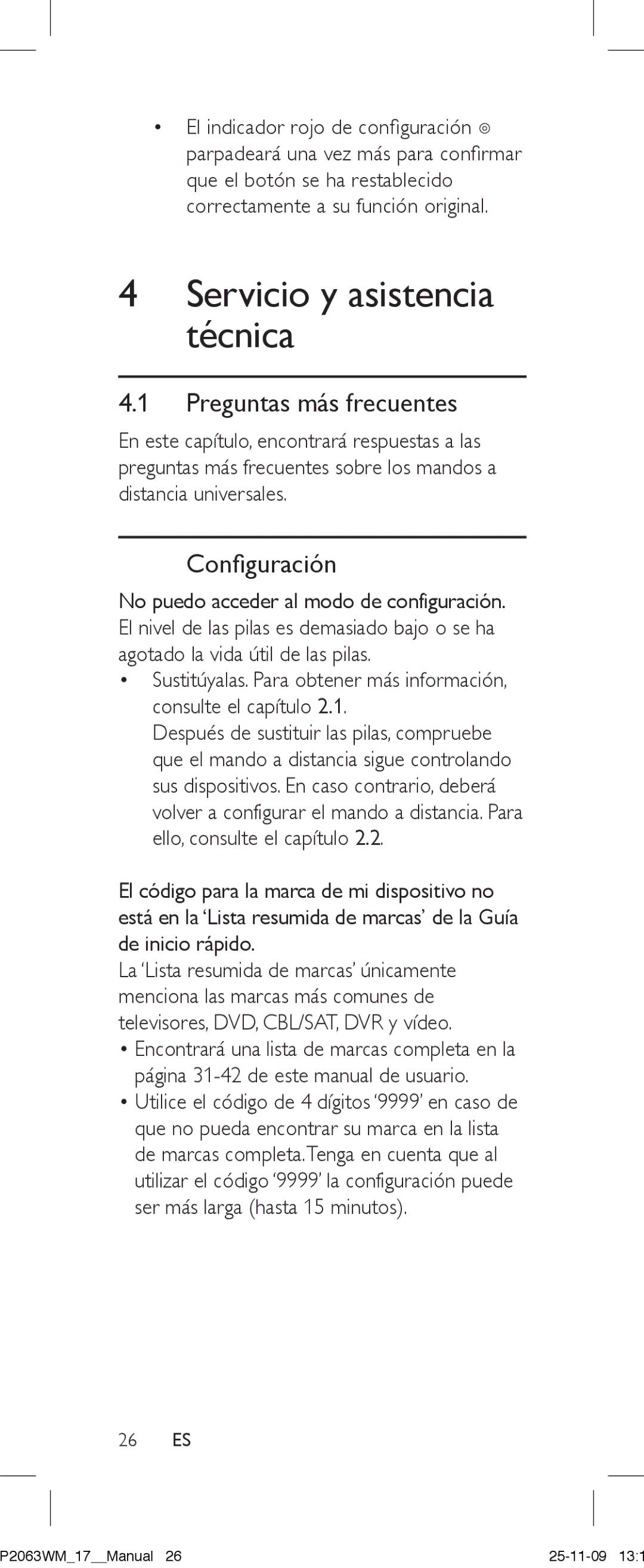 Philips SRC2063WM/17 manual Servicio y asistencia técnica, Preguntas más frecuentes, Configuración 