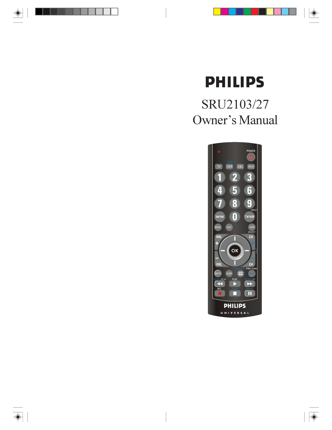 Philips SRC3036/27 user manual SRU2103/27 