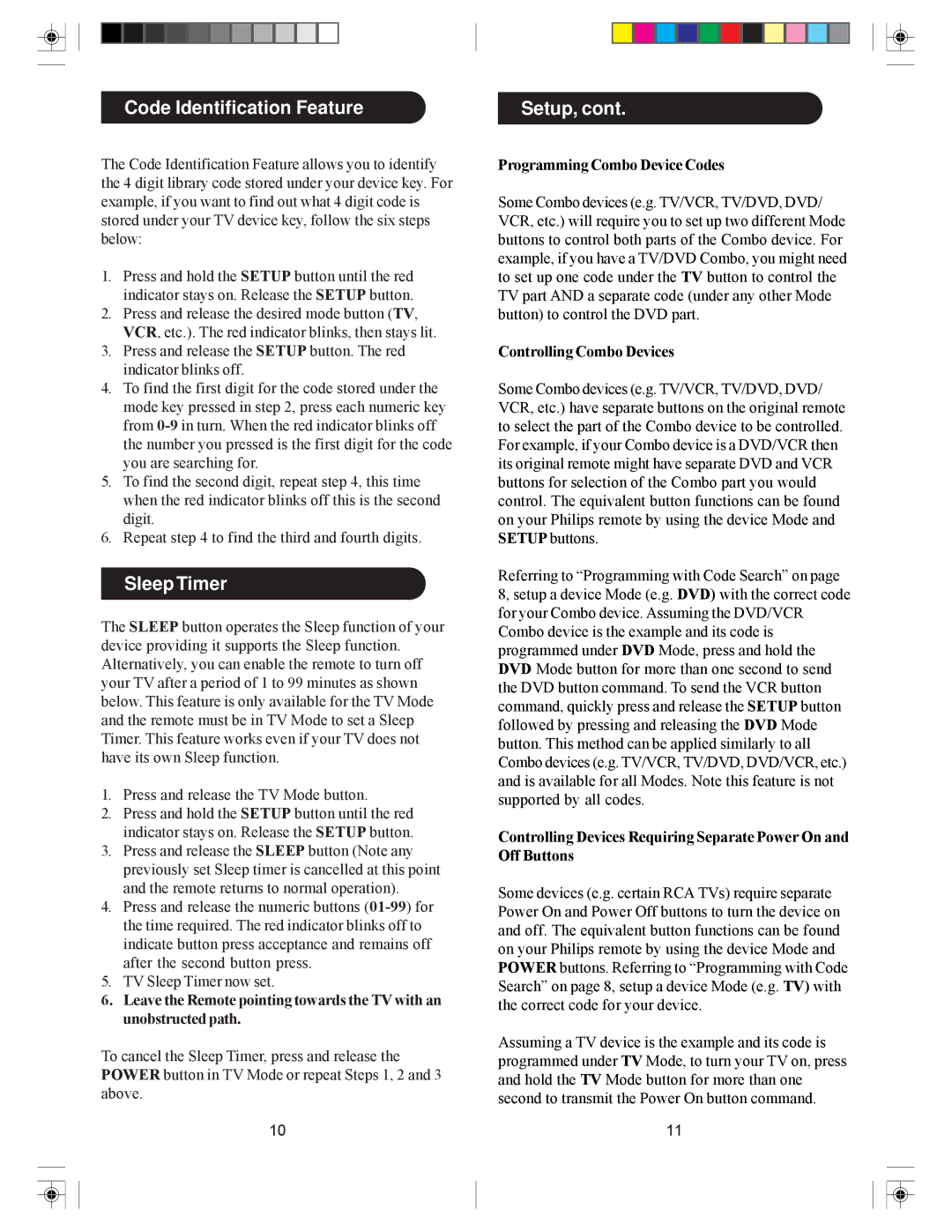 Philips SRC3036/27 user manual Code Identification Feature 