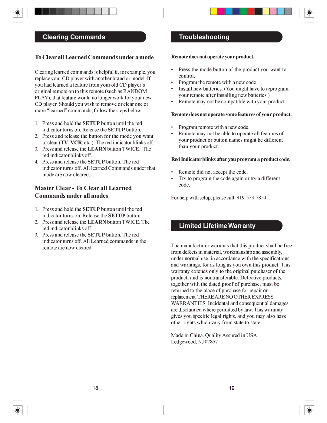 Philips SRC3036/27 user manual Clearing Commands, To Clear all Learned Commands under a mode 