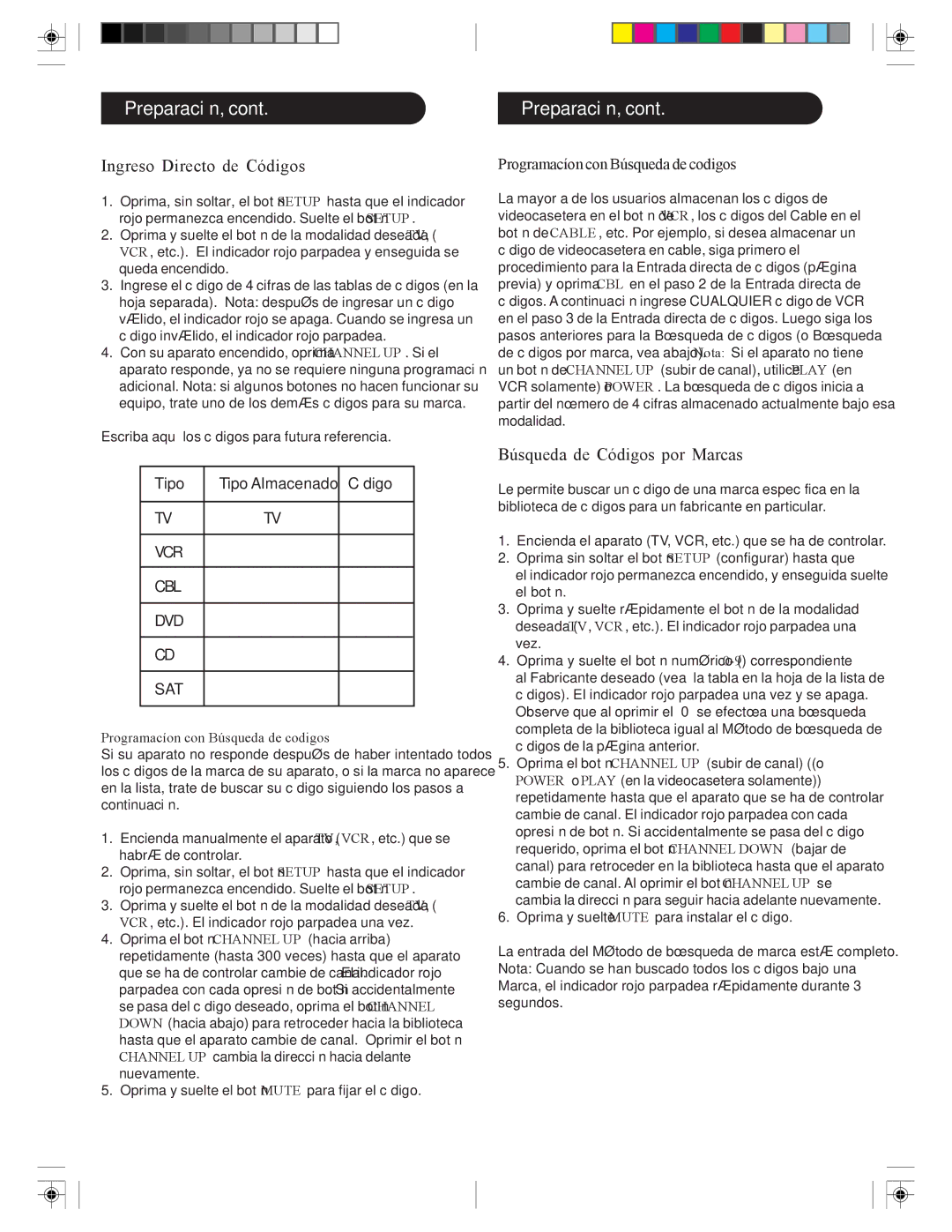 Philips SRC3036/27 user manual Programacíon con Búsqueda de codigos 