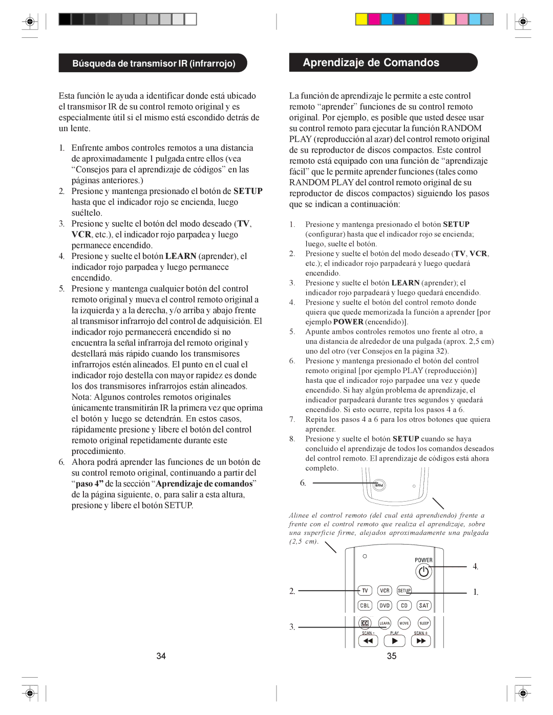 Philips SRC3036/27 user manual Aprendizaje de Comandos, Búsqueda de transmisor IR infrarrojo 