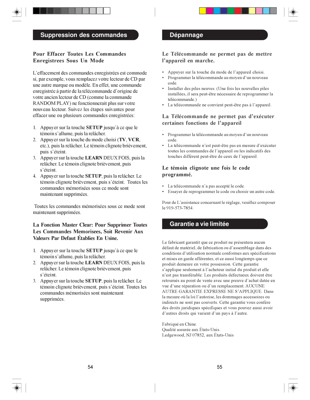 Philips SRC3036/27 user manual Suppression des commandes, Pour Effacer Toutes Les Commandes Enregistrees Sous Un Mode 