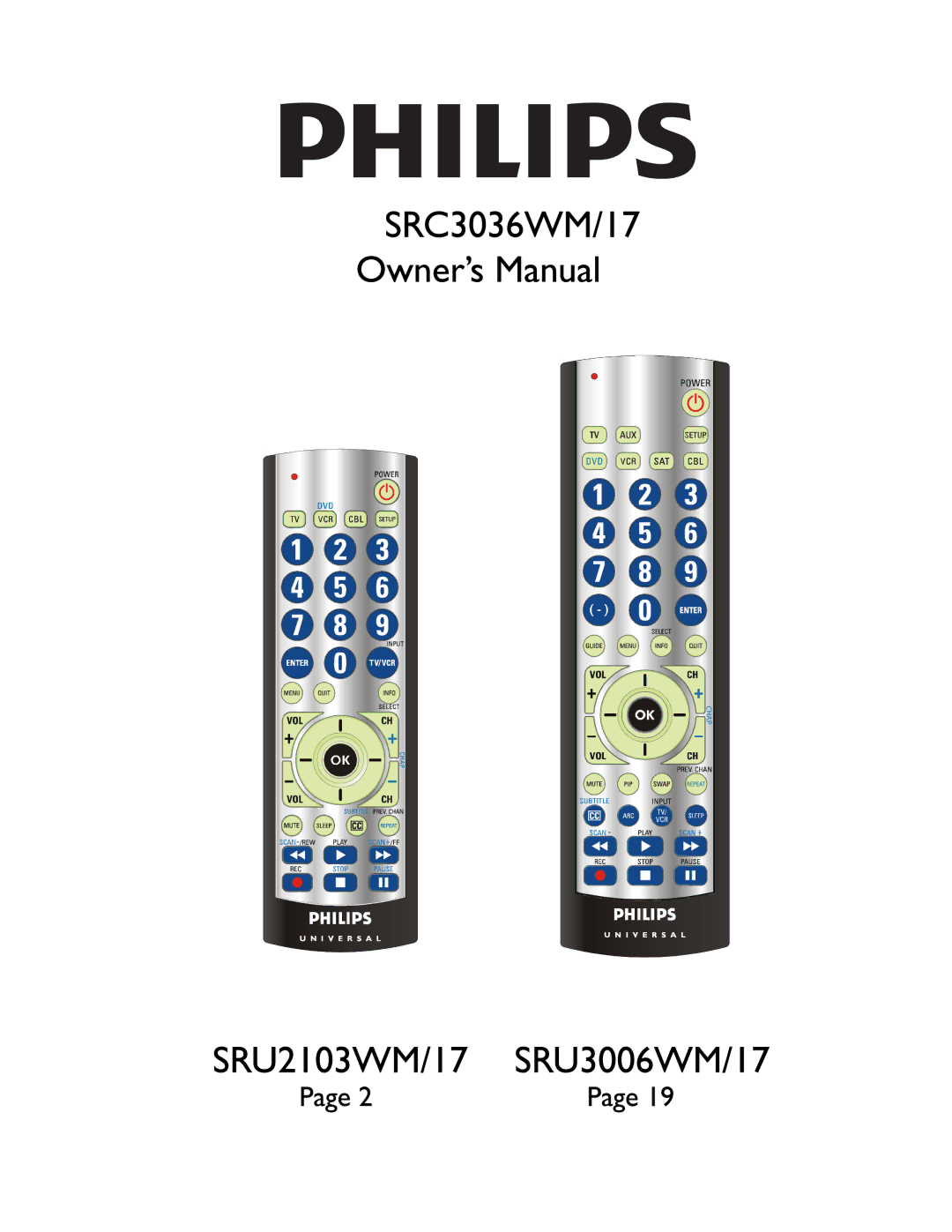 Philips src3036wm/17 manual 