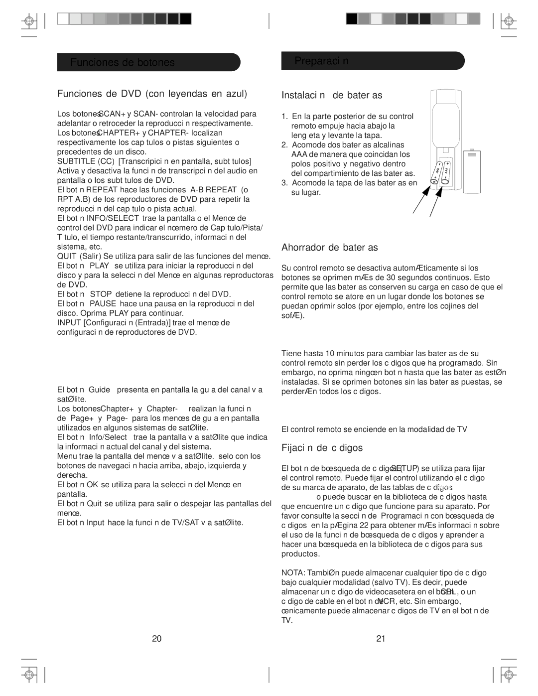 Philips src3036wm/17 manual Preparación, Funciones de DVD con leyendas en azul 