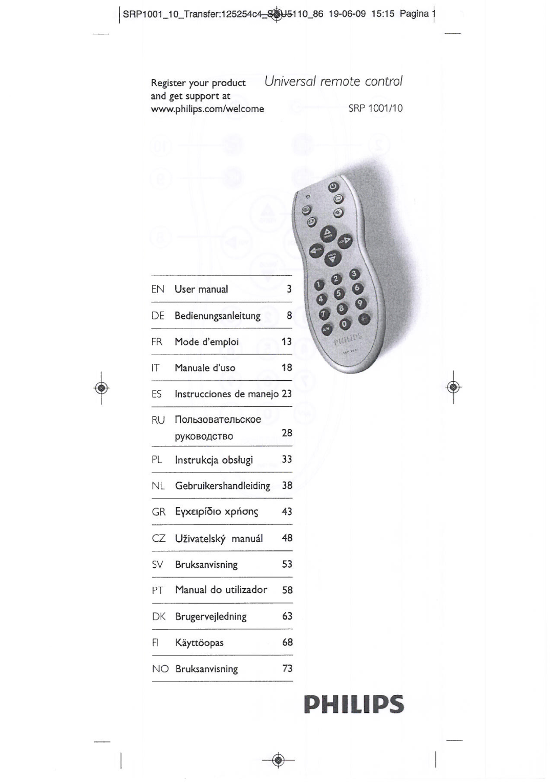 Philips SRP 1001/10 manual 