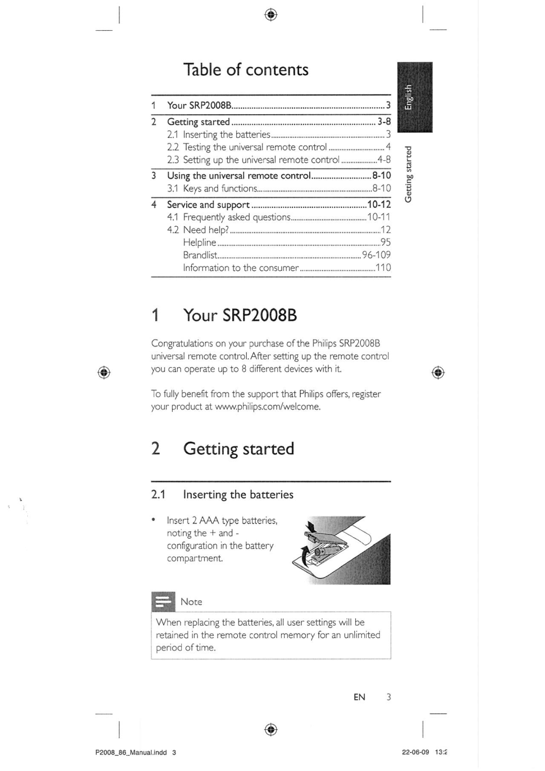 Philips SRP2008B/86 manual 