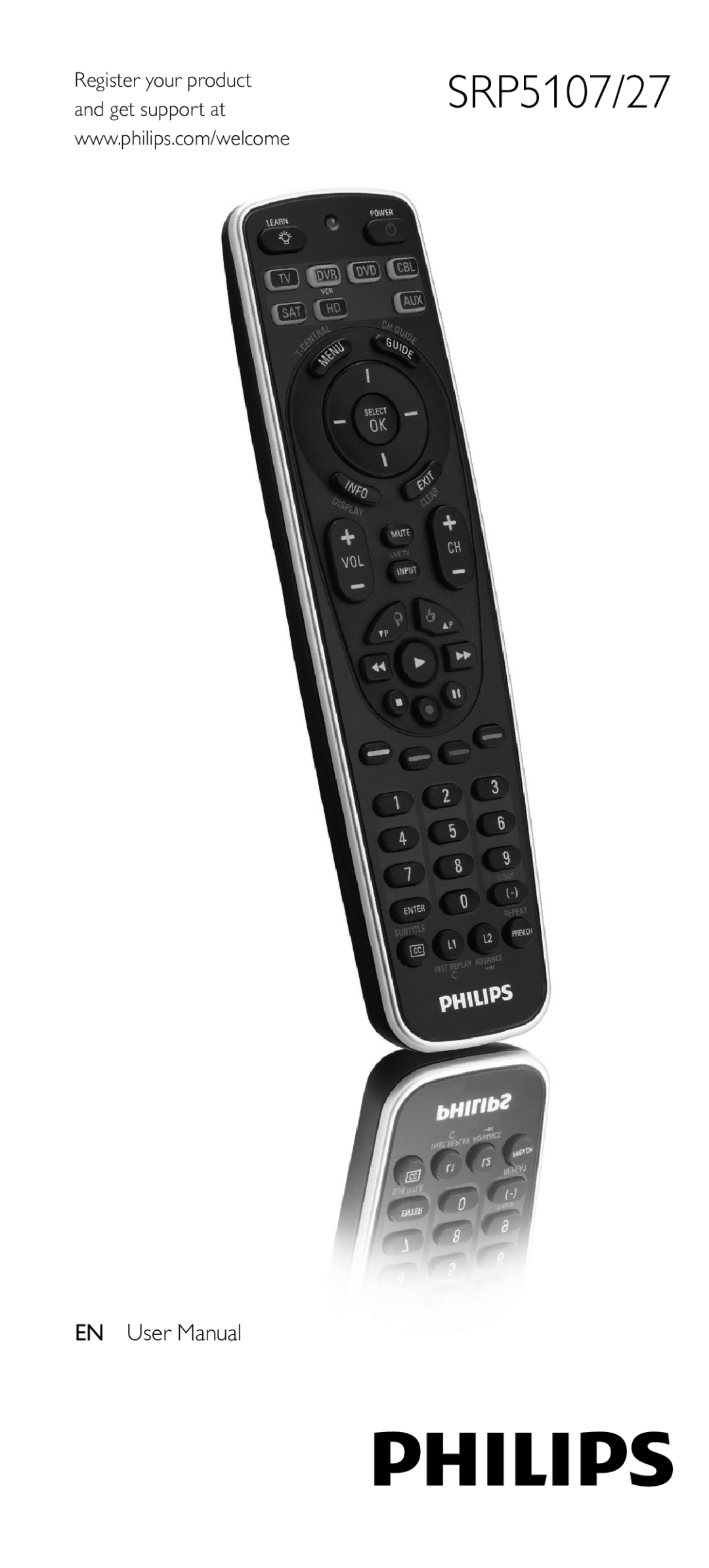 Philips SRP5107/27 manual Get support at, Register your product 