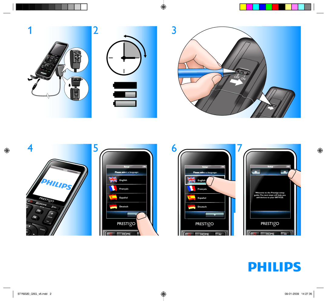 Philips SRT9320 quick start STR9320QSGv5.indd 09-01-2009, English Français Español Deutsch 