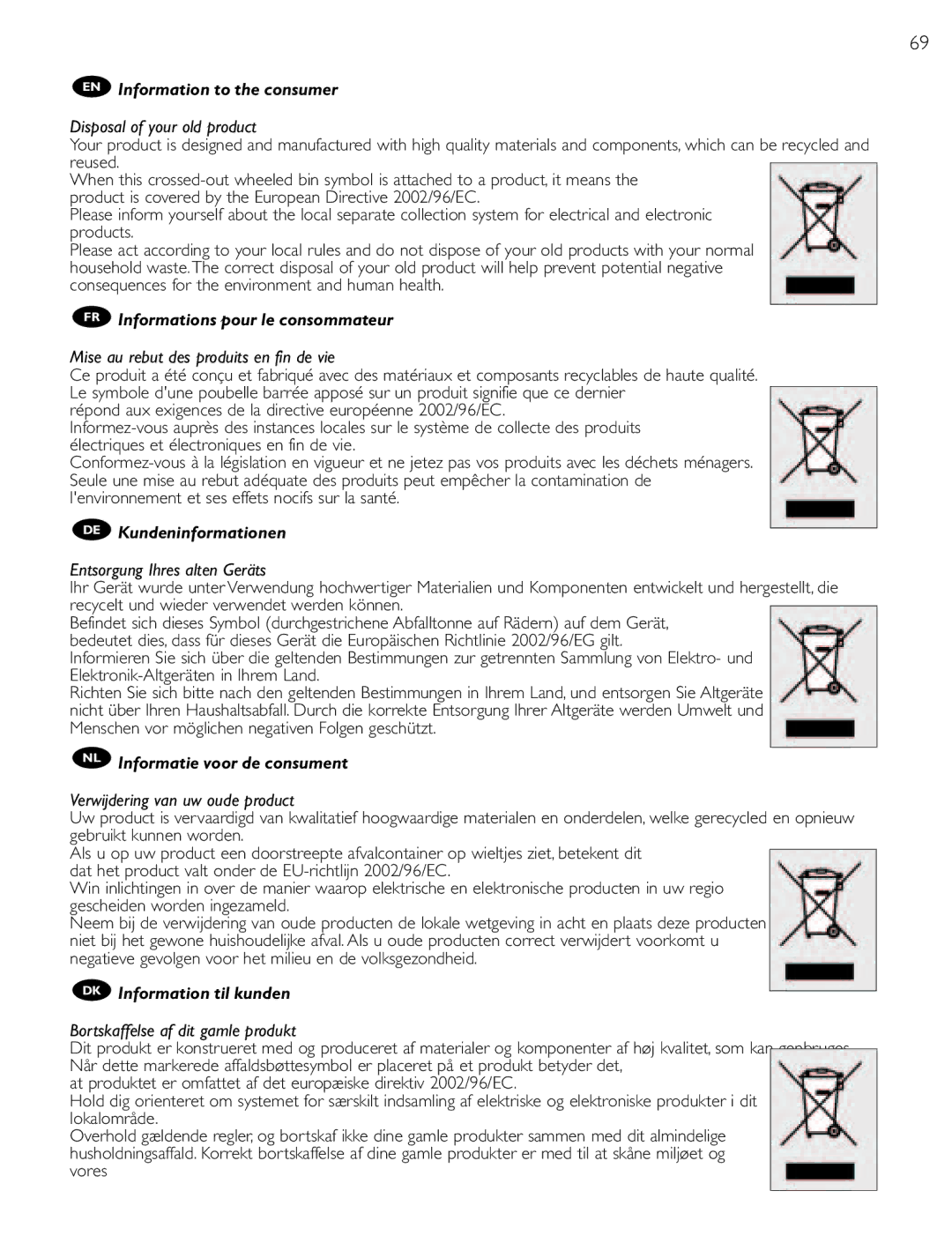 Philips SRU 1018 manual EN Information to the consumer 