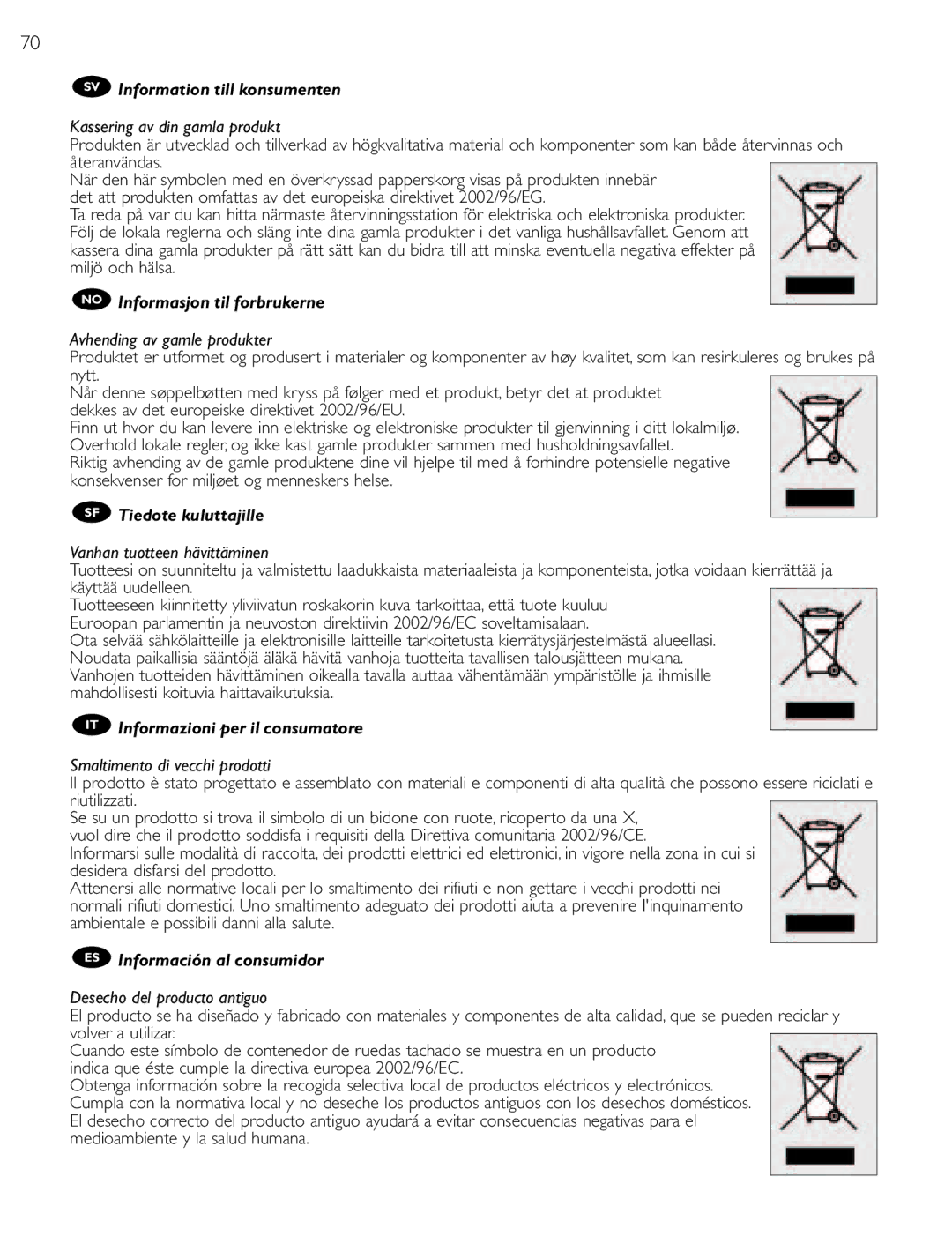 Philips SRU 1018 manual SV Information till konsumenten 