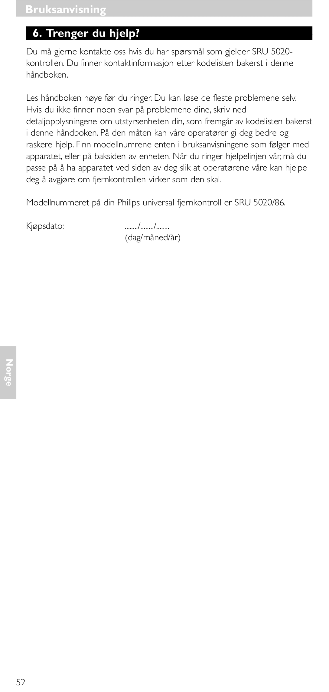 Philips SRU 5020/86 manual Bruksanvisning Trenger du hjelp? 