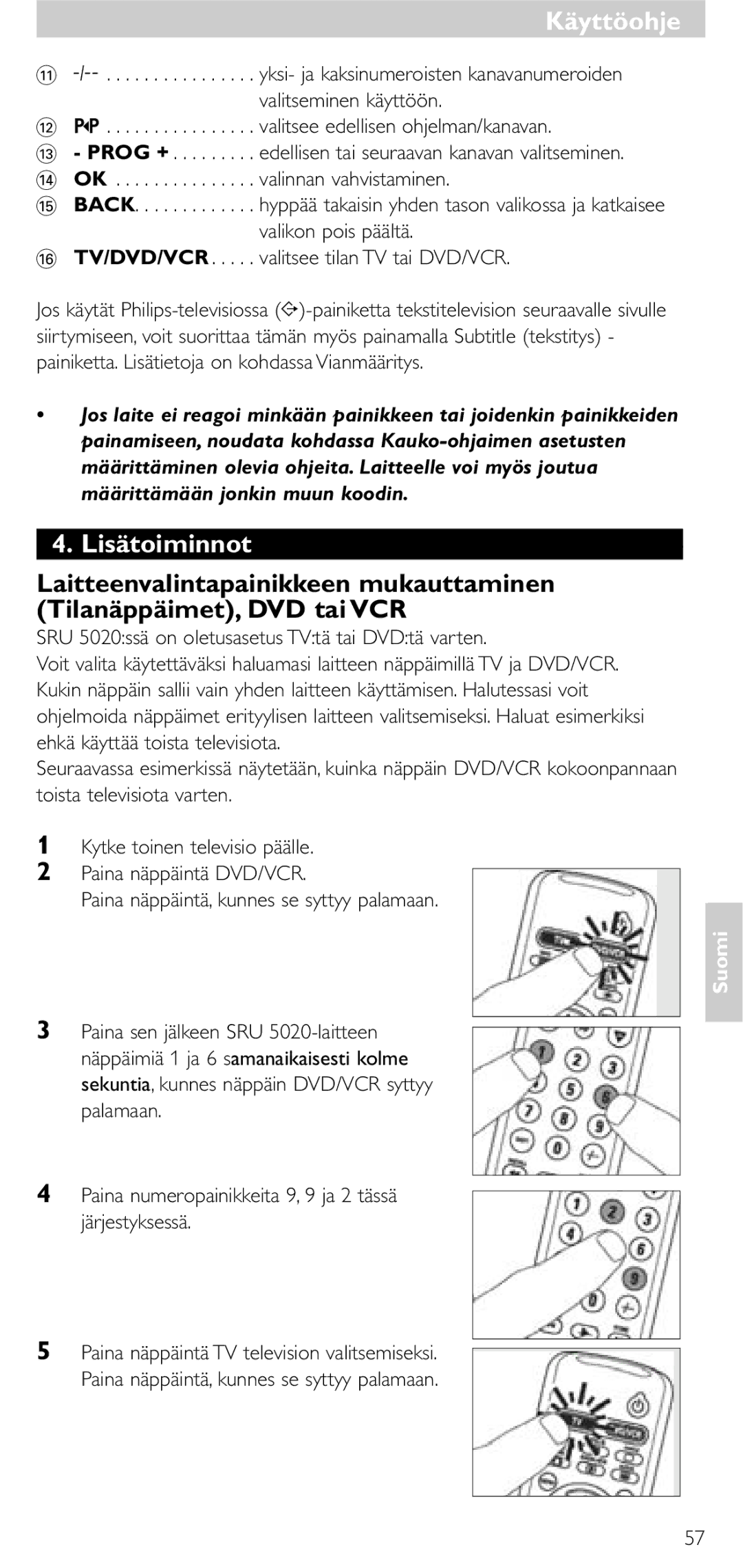 Philips SRU 5020/86 manual Lisätoiminnot 