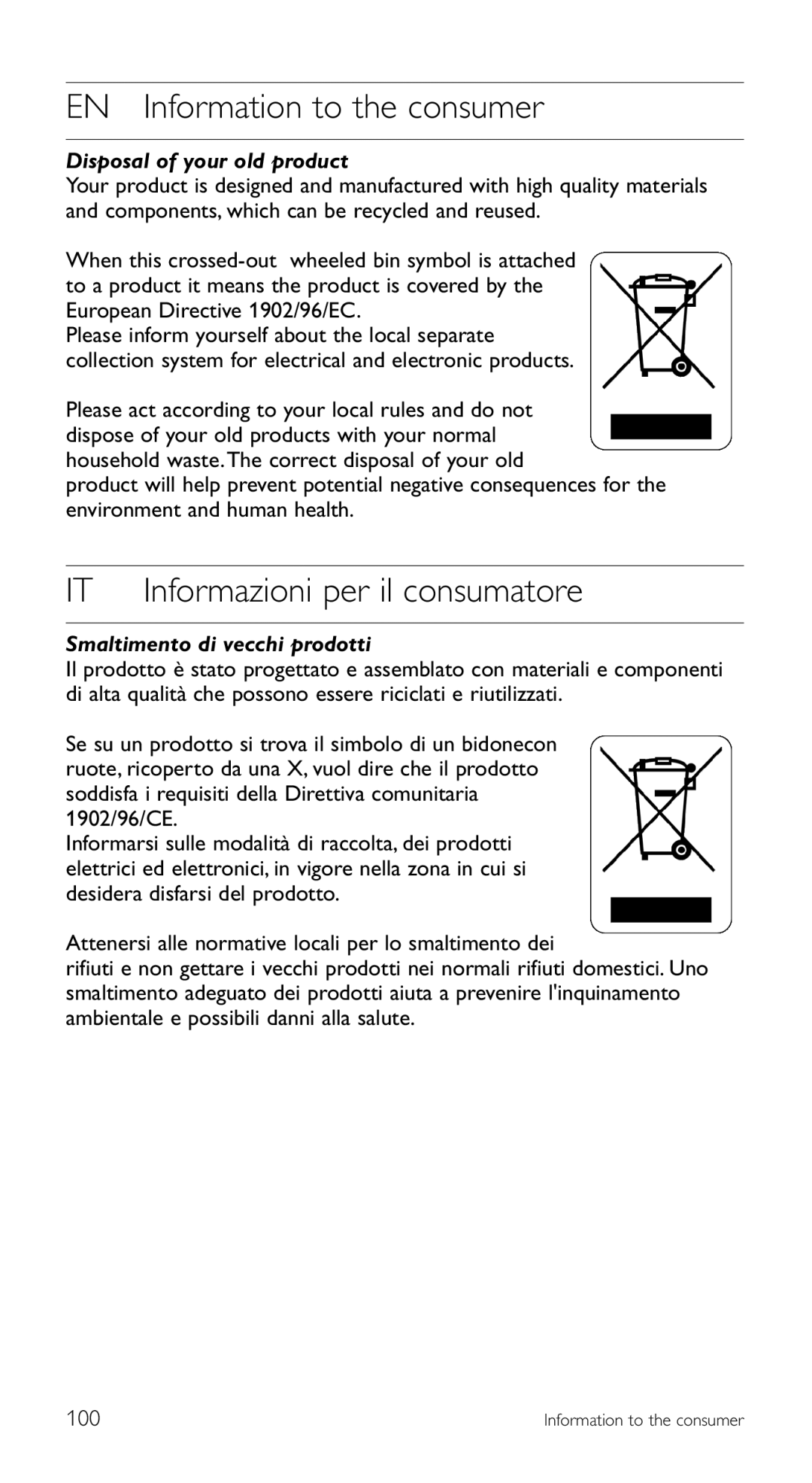 Philips SRU 5120/87 manual EN Information to the consumer, Disposal of your old product 