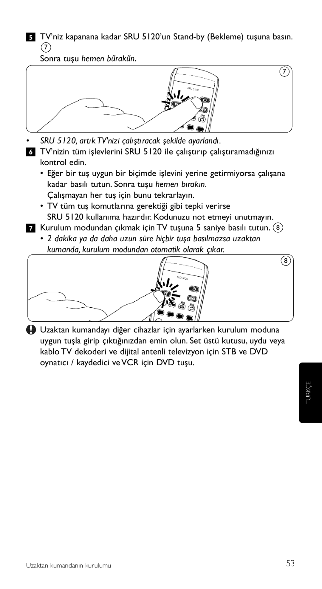 Philips SRU 5120/87 manual Turkçe 