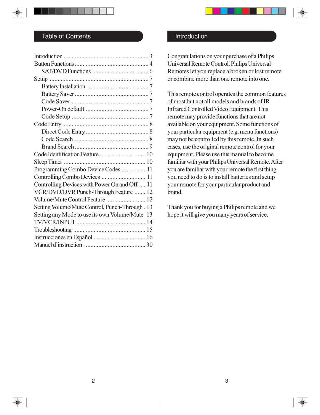 Philips SRU2103S/27 owner manual Table of Contents, Introduction 