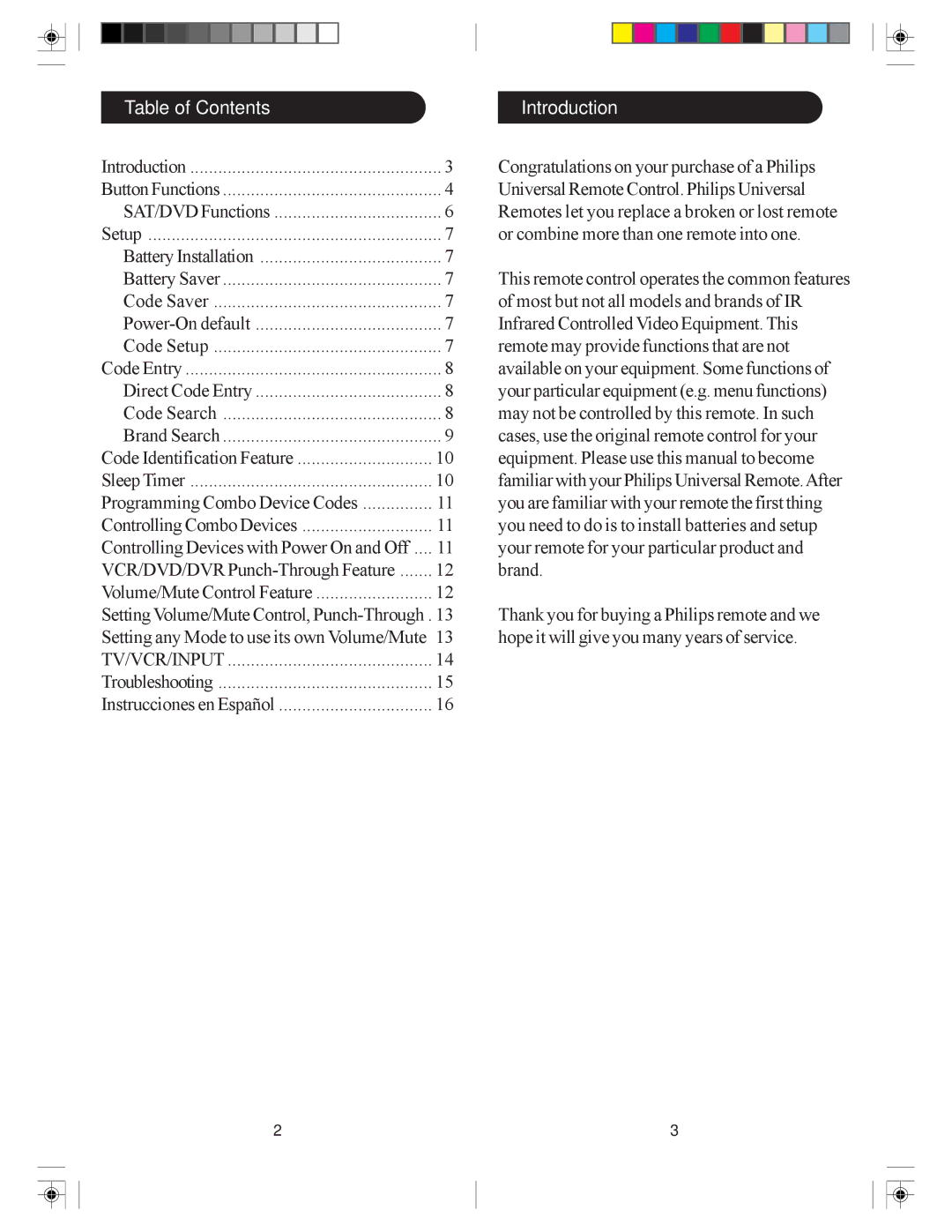 Philips SRU3003WM/17 owner manual Table of Contents, Introduction 