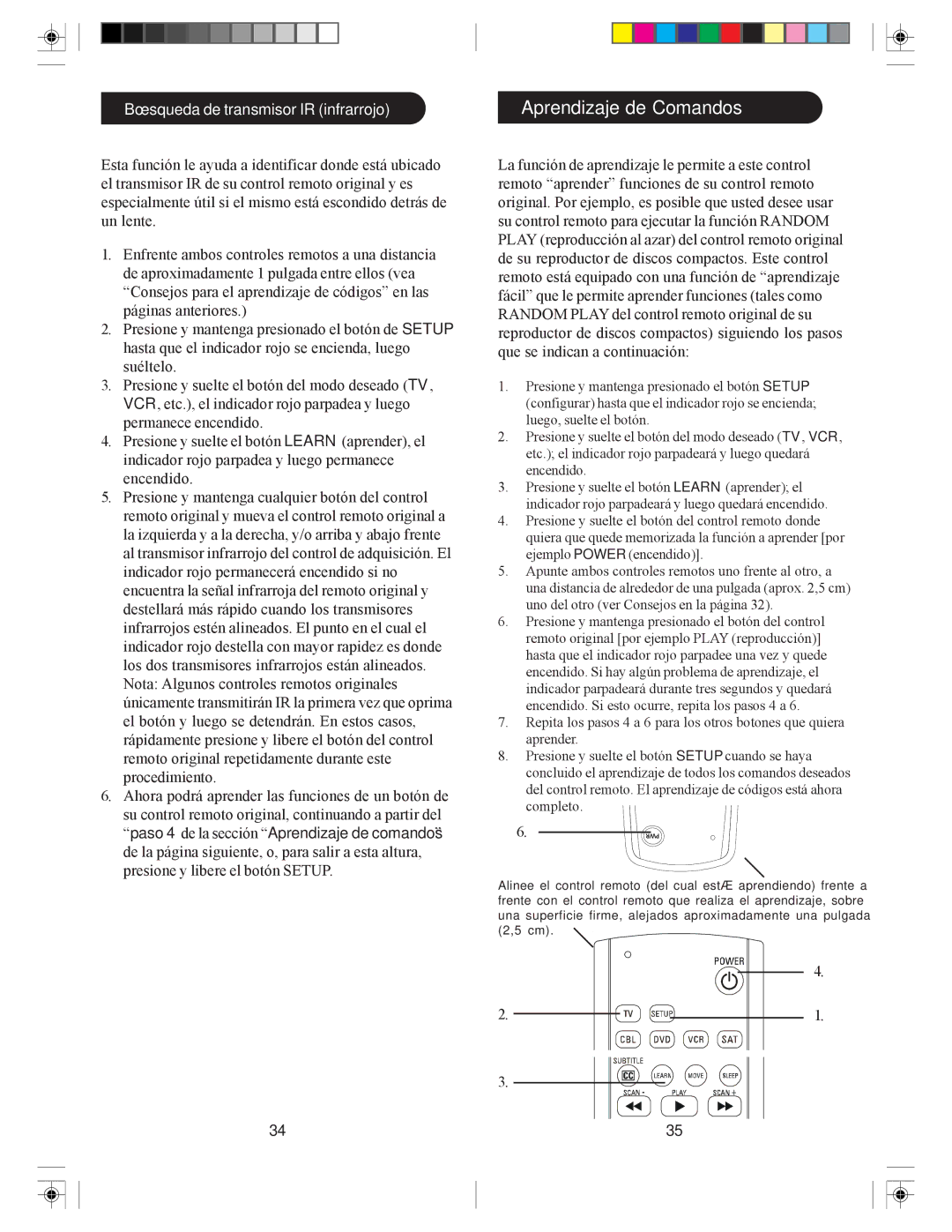 Philips SRU3005/27 owner manual Aprendizaje de Comandos, Búsqueda de transmisor IR infrarrojo 