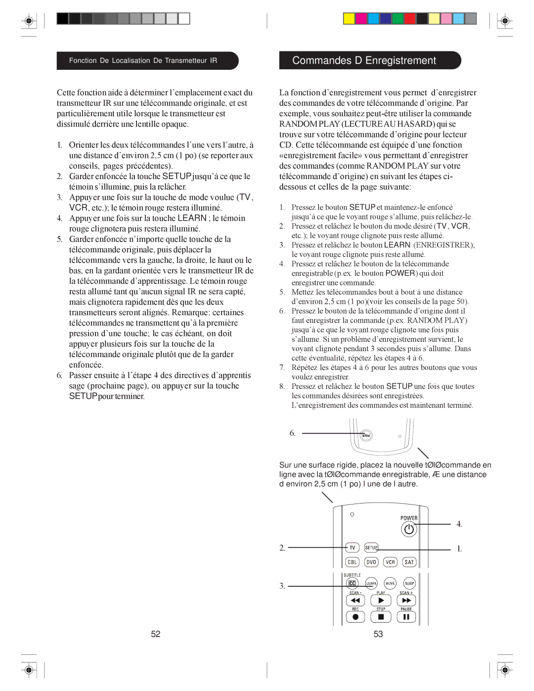 Philips SRU3005/27 owner manual Commandes D’Enregistrement 