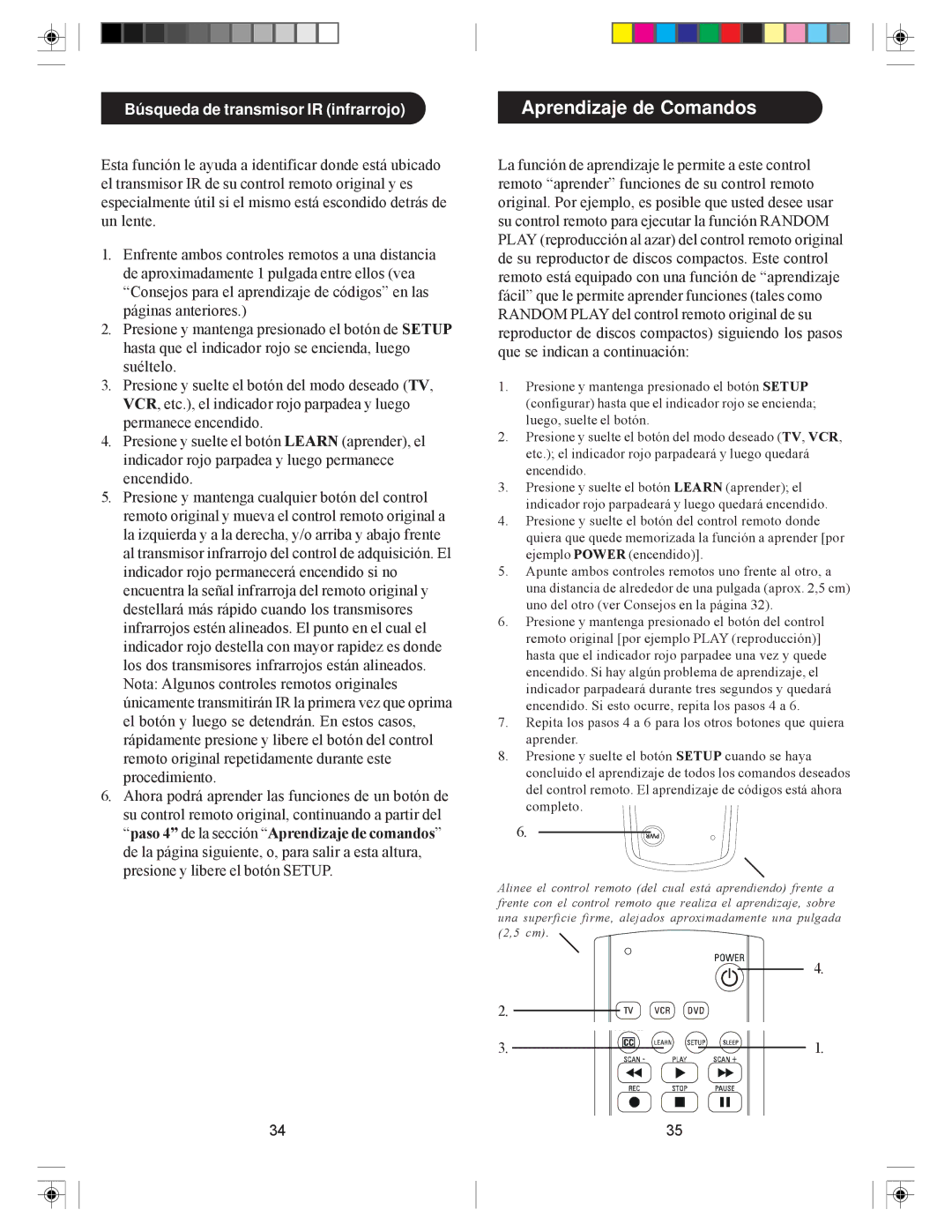 Philips SRU3007/27 owner manual Aprendizaje de Comandos, Búsqueda de transmisor IR infrarrojo 