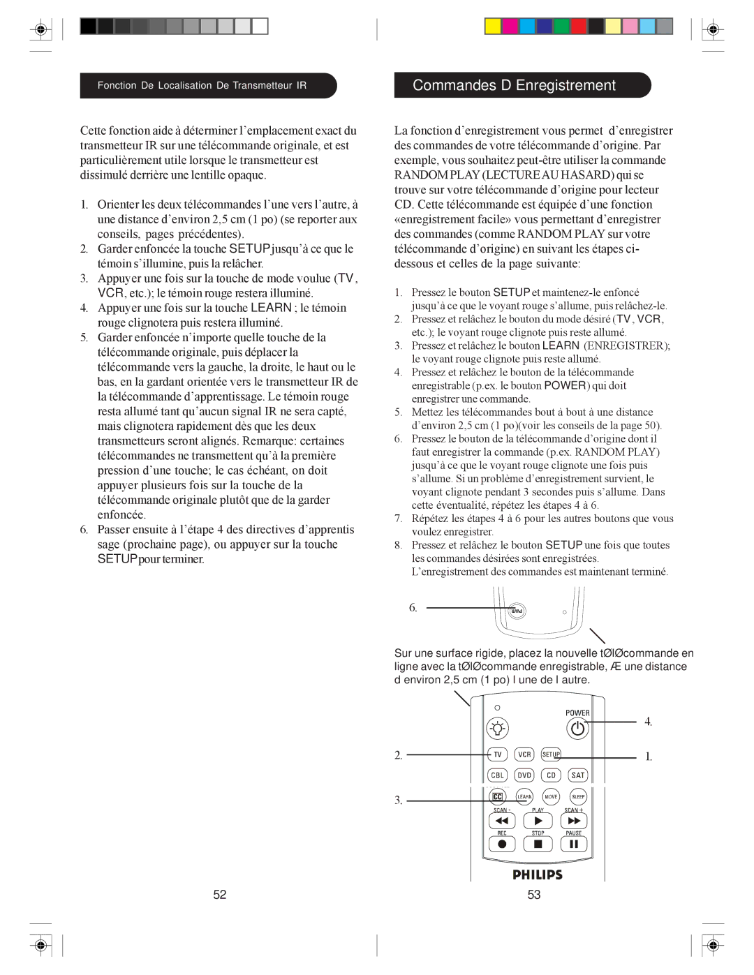 Philips SRU4006/27 owner manual Commandes D’Enregistrement 