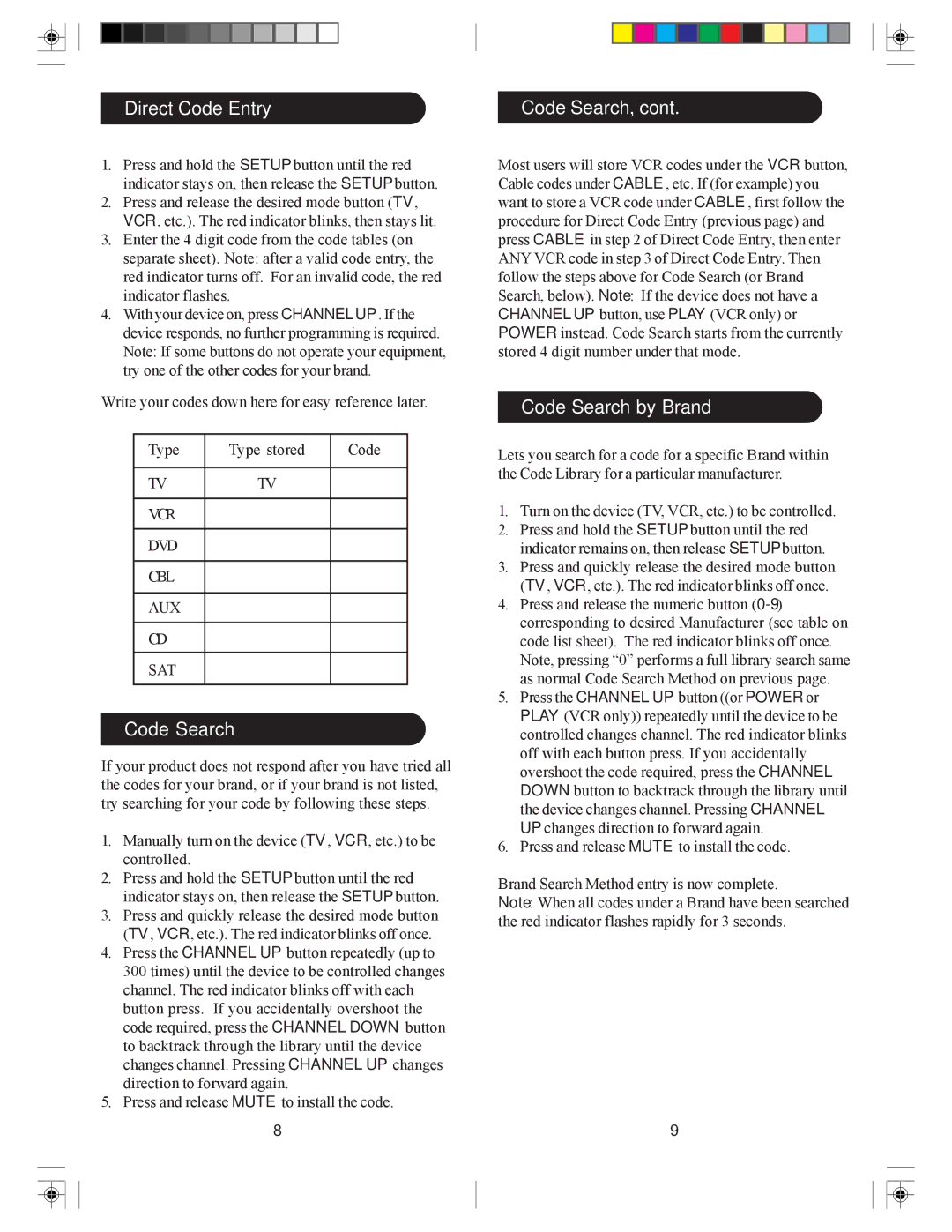 Philips SRU4007/27 owner manual Direct Code Entry Code Search, Code Search by Brand 