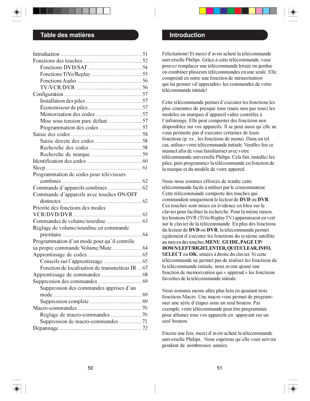 Philips SRU4008 owner manual Table des matières, Introduction 