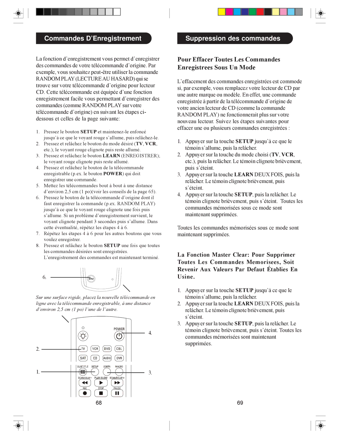 Philips SRU4008 owner manual Commandes D’Enregistrement, Suppression des commandes 