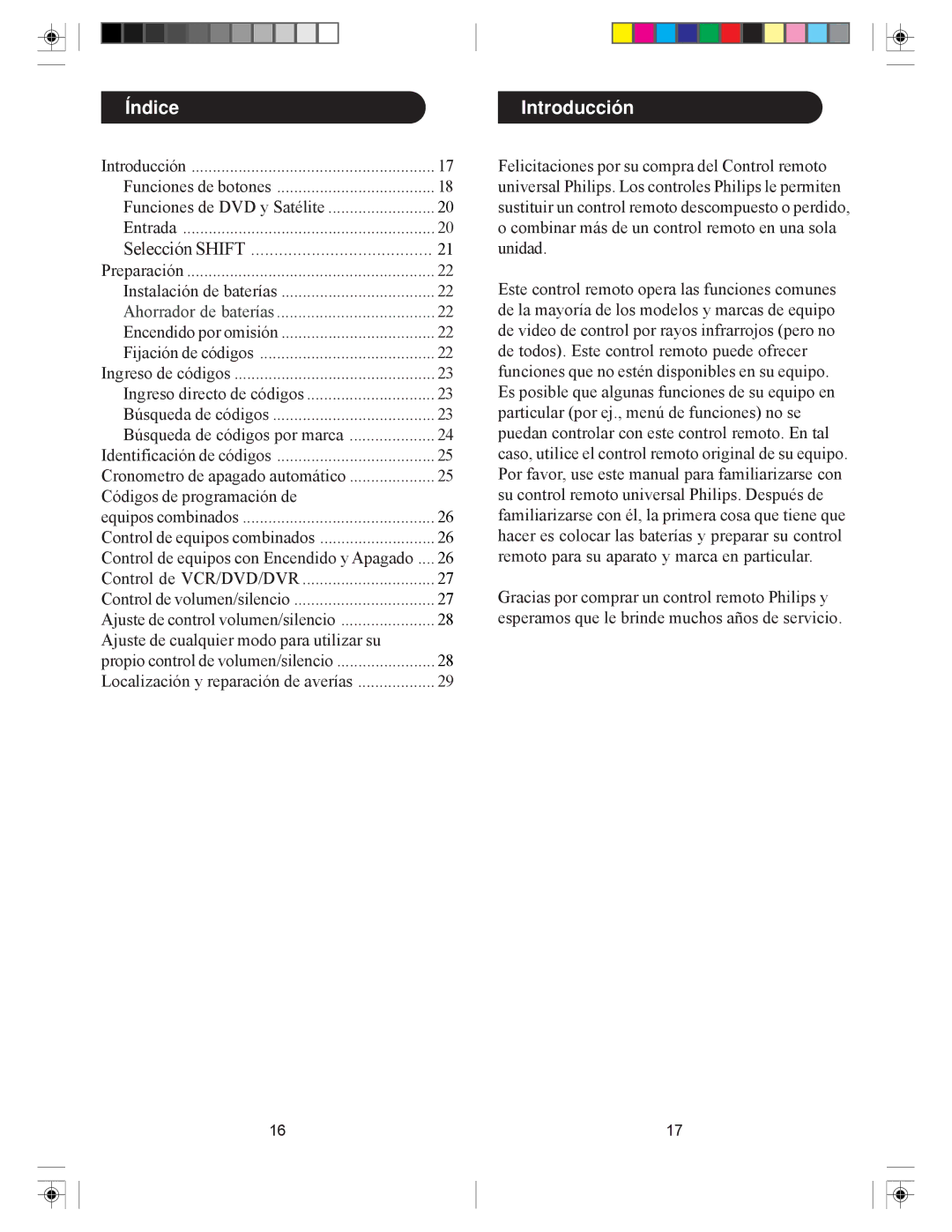 Philips SRU4040 owner manual Índice, Introducción 