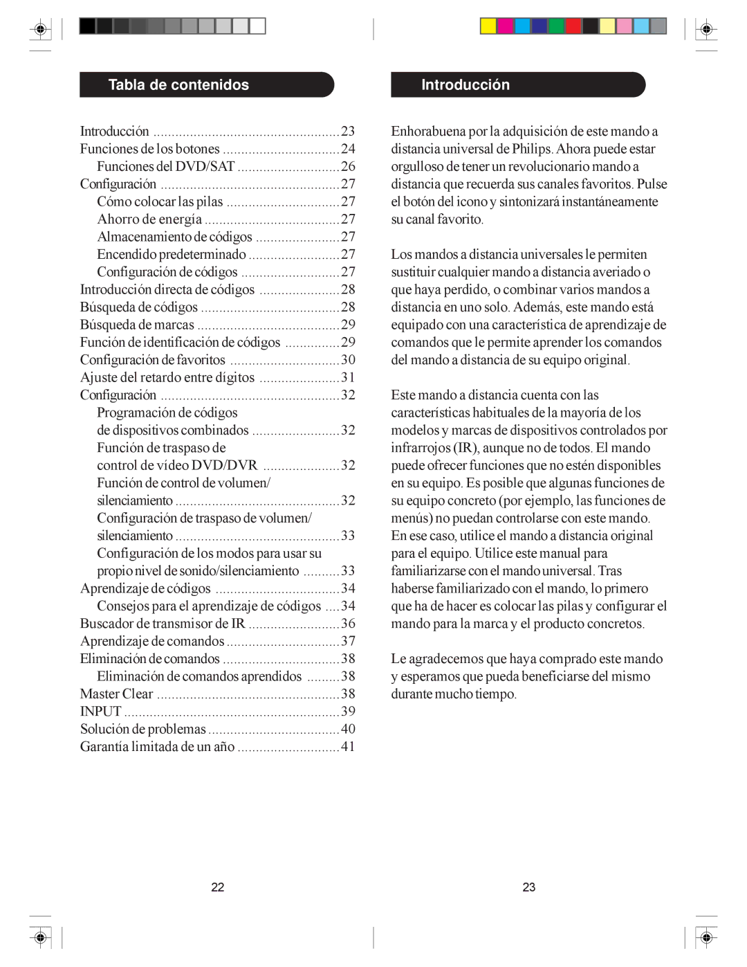 Philips SRU4105/27 owner manual Tabla de contenidos, Introducción 