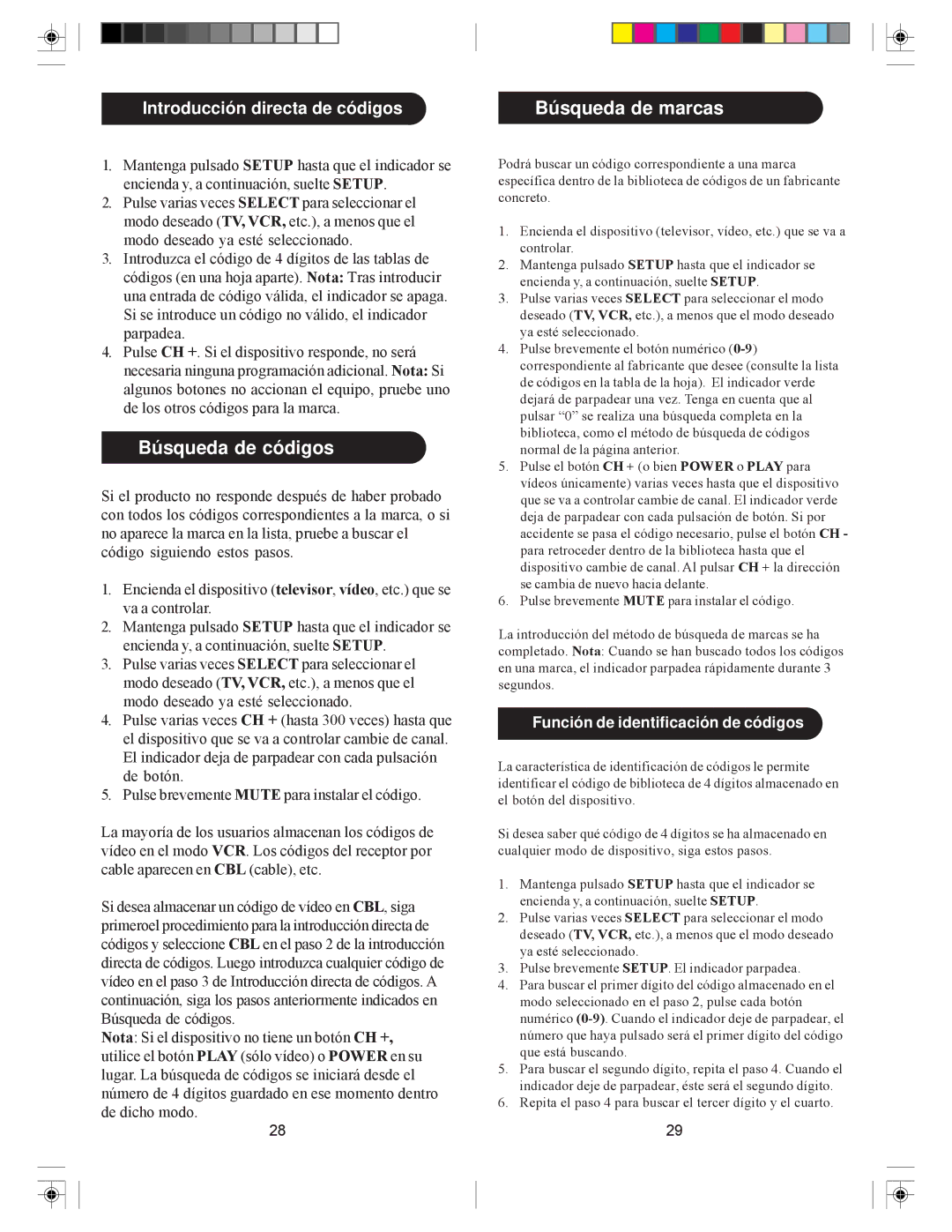 Philips SRU4105/27 owner manual Búsqueda de marcas, Búsqueda de códigos 