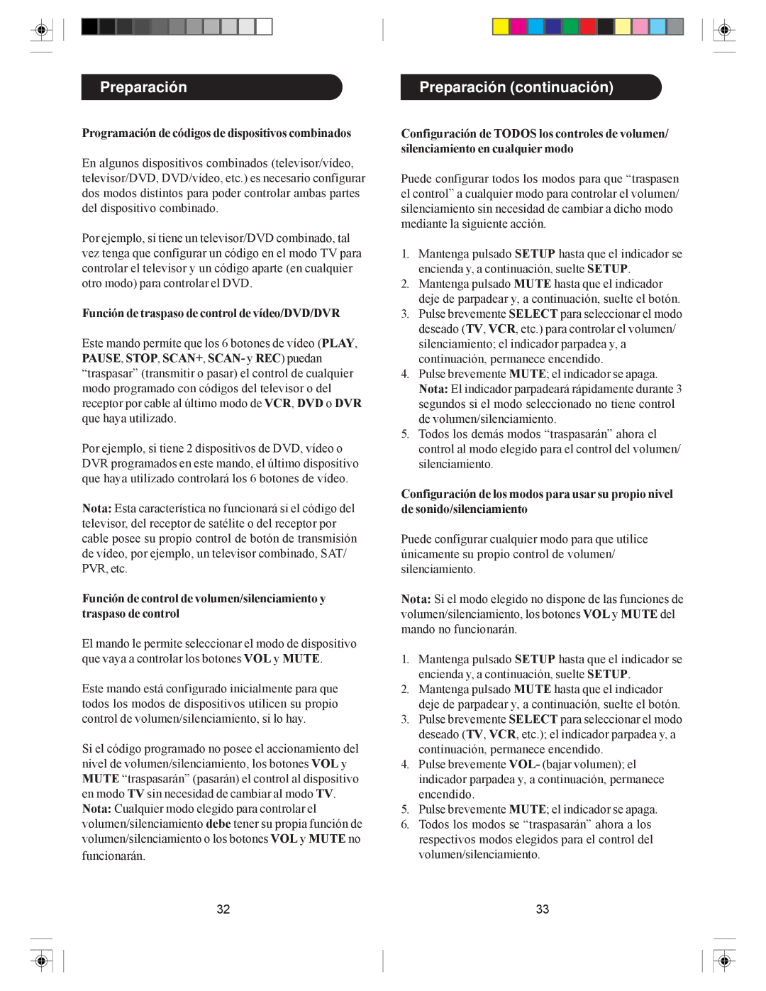 Philips SRU4105/27 owner manual Preparación continuación, Programación de códigos de dispositivos combinados 