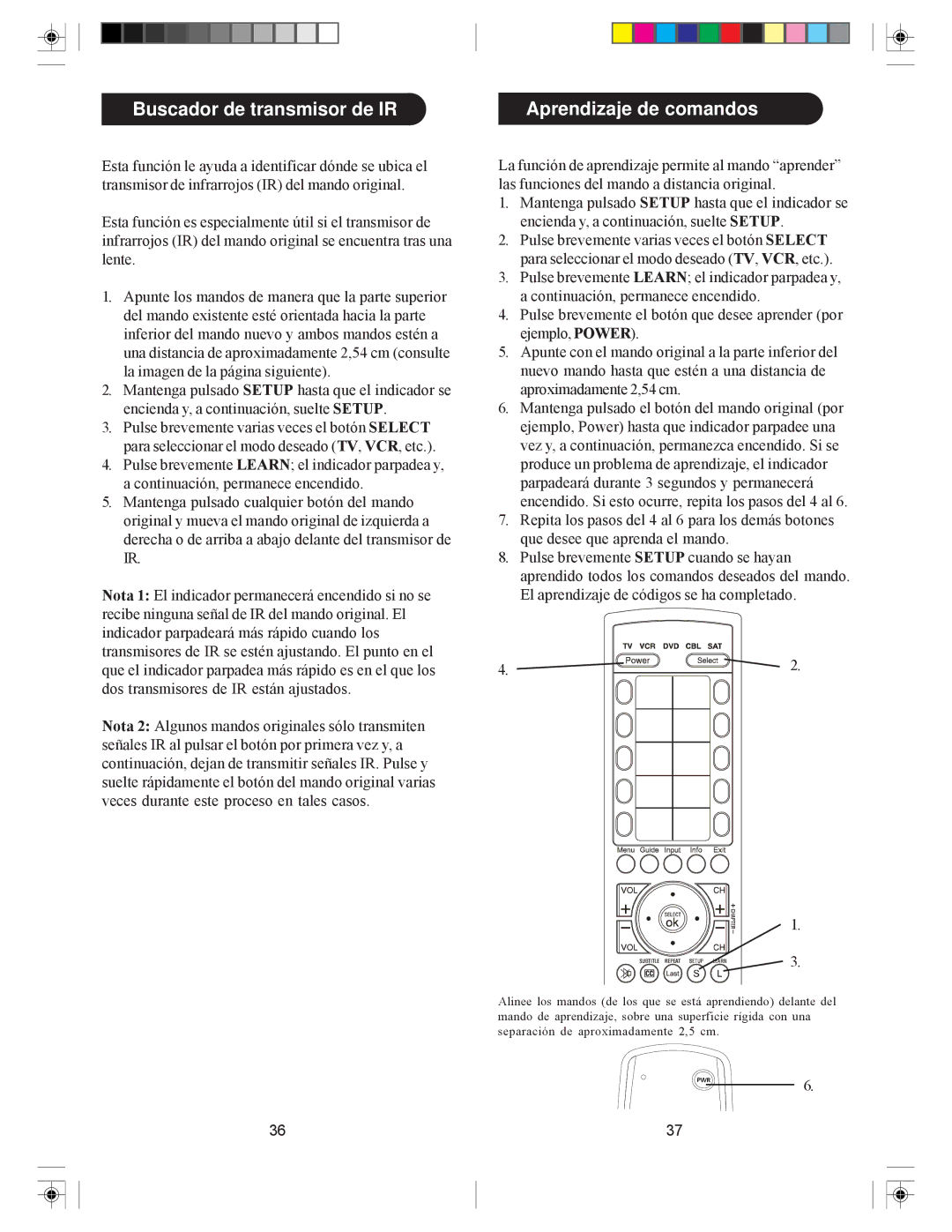 Philips SRU4105/27 owner manual Buscador de transmisor de IR, Aprendizaje de comandos 