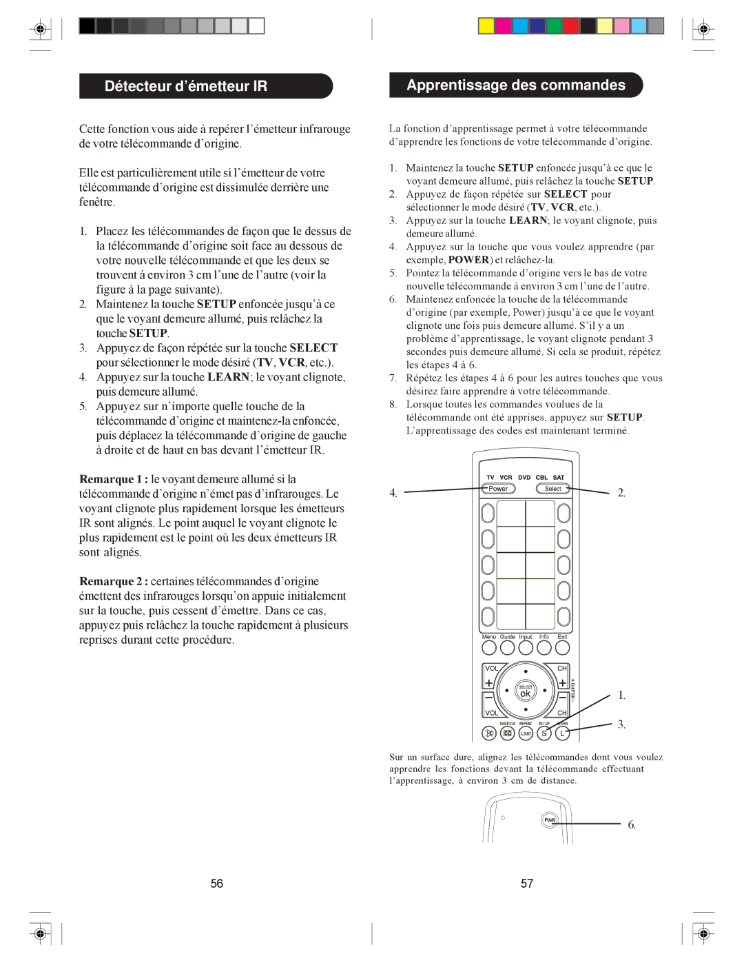 Philips SRU4105/27 owner manual Détecteur d’émetteur IR Apprentissage des commandes 