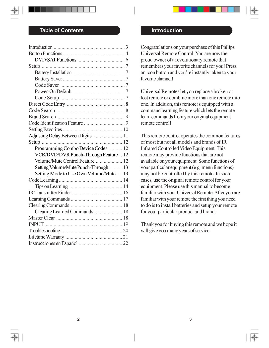 Philips SRU4105WM/17 owner manual Table of Contents, Introduction 